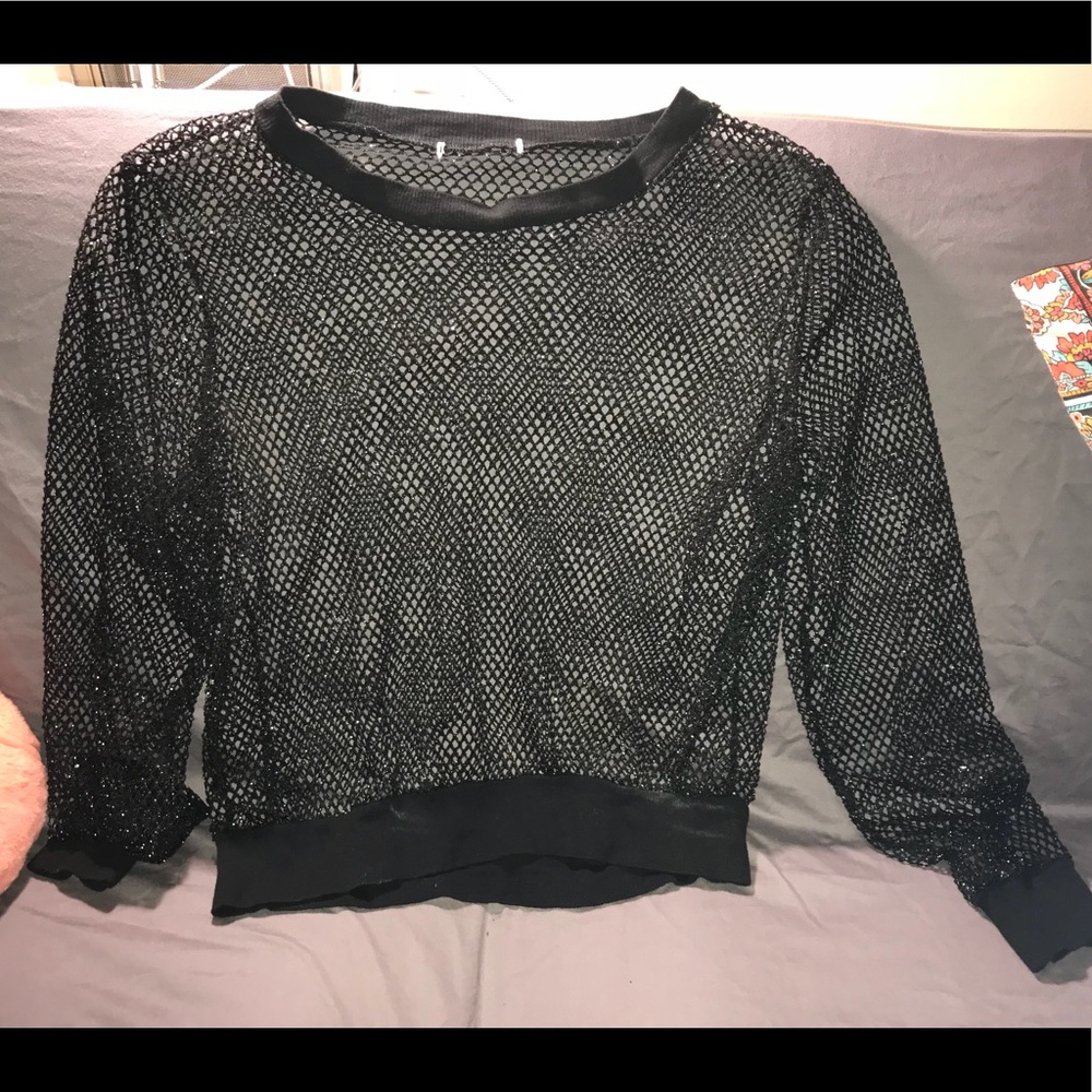 Sheer Black Fishnet Top